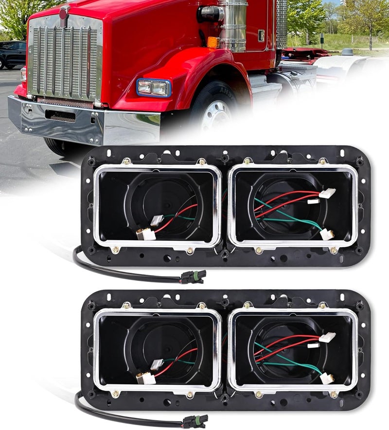 YUWUTF Headlight Housing Base with Wire Harness Compatible with Kenworth T400 T600 T800 W900 K100 C500 Peterbilt 378 379 Western Star 4900 Freightliner FLD Classic XL Driver and Passenger Side - Image 2